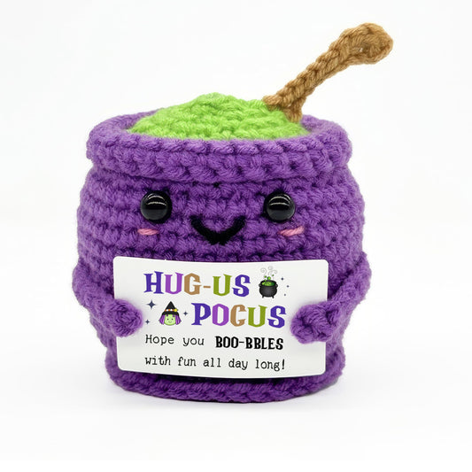 Veryhomy Halloween Positive Cauldron Pot Crochet – Emotional Insprirational Support Gifts for Women Men - Cheer Birthday Gifts for Friends Sister Dad Mom Coworker – Halloween Party Decor Crochet Gift