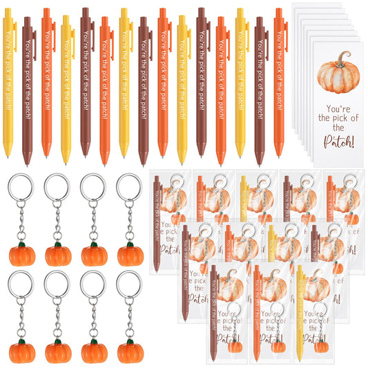 AmazingSpark 20 Sets Fall Thanksgiving Gifts Bulk Inspirational Ballpoint Pens Pumpkin Keychains You're The Pick of The Patch Gift Cards Fall Party Favors for Employee Coworker Teacher Appreciation