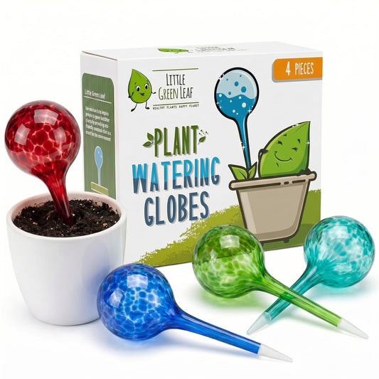 Little Green Leaf Automatic Plant Watering Globes Self Watering Planter Inserts (Set of 4) | Hands Free Multicolor Glass Bulbs | Planter Spikes to Support Indoor & Outdoor Plant Health (100ml)