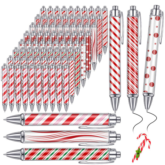Epakh 24 Pcs Christmas Candy Cane Scented Pens Bulk with Peppermint Candy Scented Ink Ballpoint Pens Christmas Party Gifts Stocking Stuffers Holiday Classroom Gifts Stationery Supplies