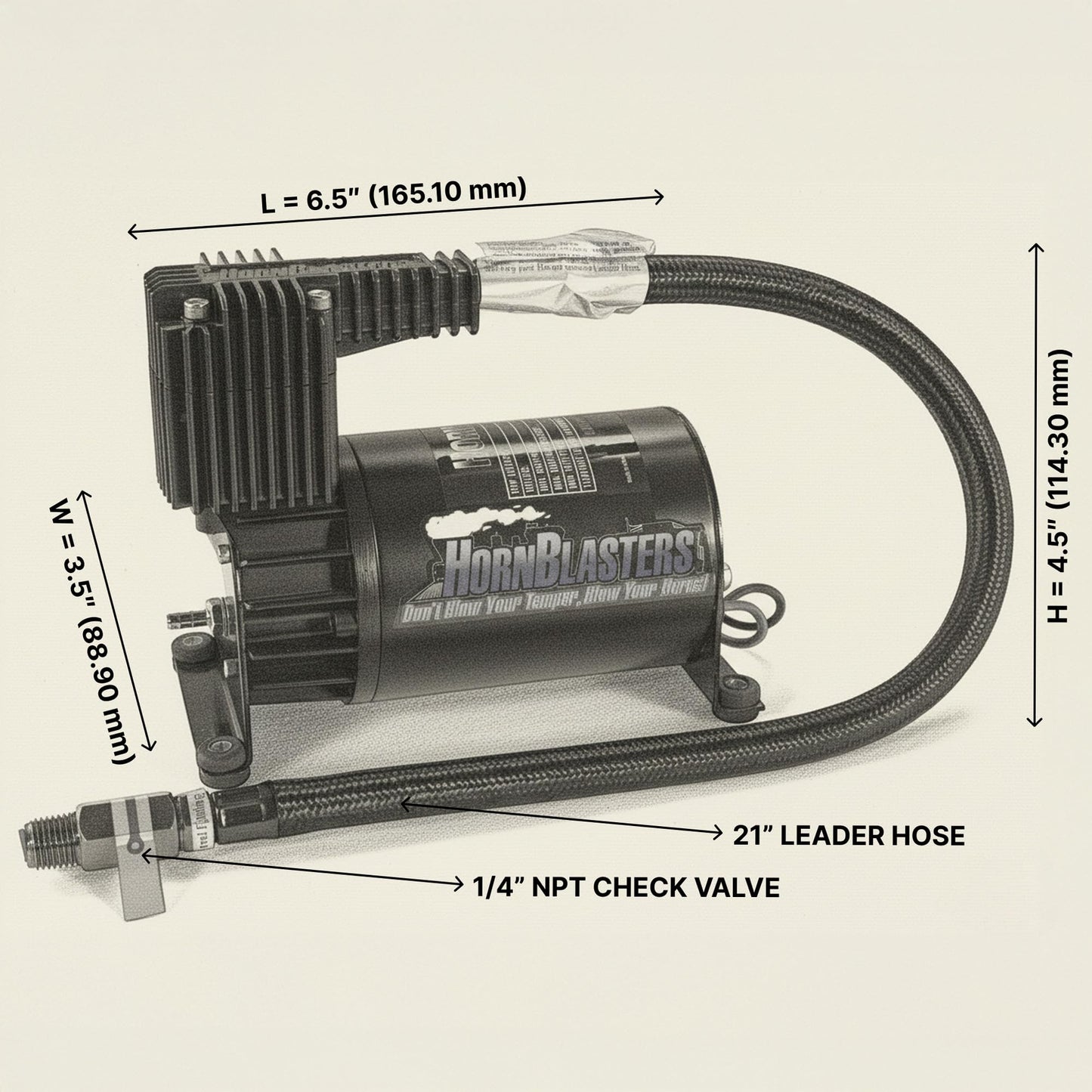 HornBlasters HB-2L Air Compressor - 150 PSI Capable - 18 Amps
