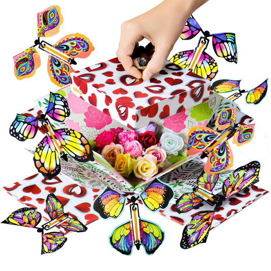 Flying Butterfly Birthday Surprise Explosion Gift Box Pop Up Present for Women & Men - The Perfect Way to Celebrate Your Wife Girlfriend Best Friend or Mom on Valentine‘s Day Anniversaries & Mother’s Day