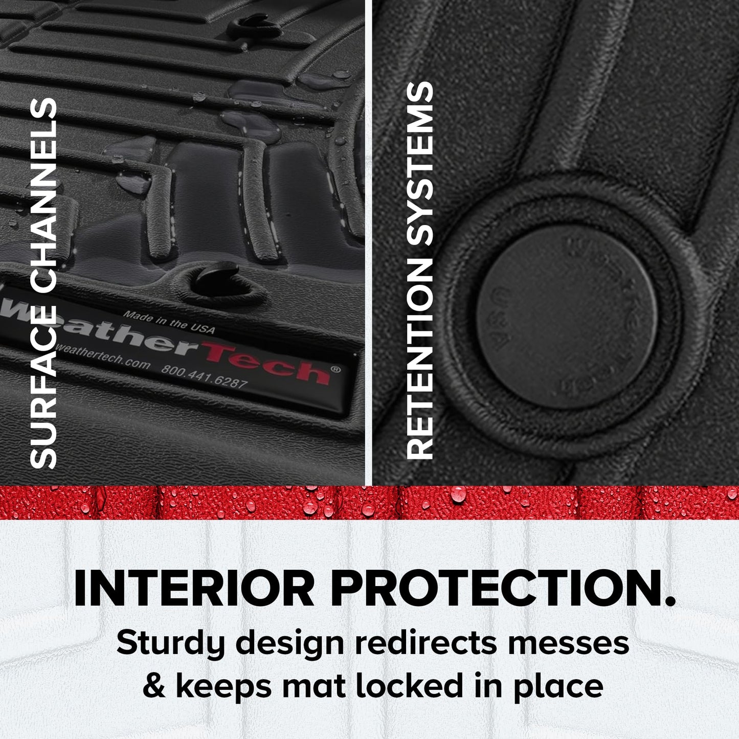 WeatherTech Custom Fit FloorLiners for Ford Explorer, Explorer ST, Explorer Hybrid - Full Set (4417161-441575-2-5), Black