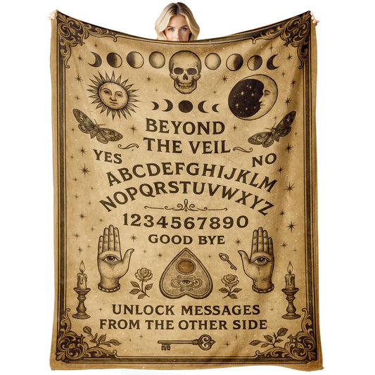 Vintage Gothic Spirit Board Blanket - Witchy Mystical Halloween Throw Blanket 50"x60", Soft Flannel Cozy Occult Celestial Decor, Spooky Unique Gifts for Adults, Goth Home Accessories