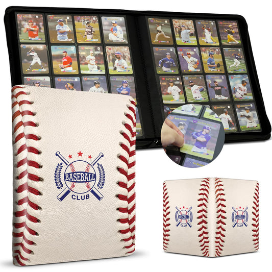 Baseball Card Binder 16 Pocket, Premium 1000+ Cards PU Cover Trading Sports Card Binder Side Loading Card Holder Collection Album Folders