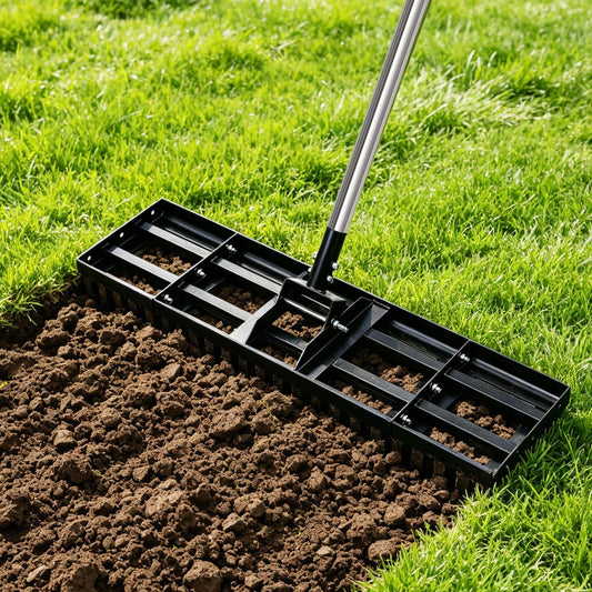 Lawn Leveling Rake for Soil, 17"-30" Modular Interlocking Stainless Steel Lawn Leveler, 78"Adjustable Handle Yard Leveling Rake, Anti-Flip Ground Leveler for Yard, Sand, Topdressing, Golf Course, Farm
