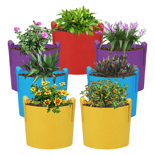 LITLANDSTAR 7-Pack 5 Gallon Colorful Grow Bags, Thickened Nonwoven Plant Fabric Pots with Handles, Heavy Duty Garden Planting Bag for Vegetable, Herbs & Flowers, Come with 4 Colors