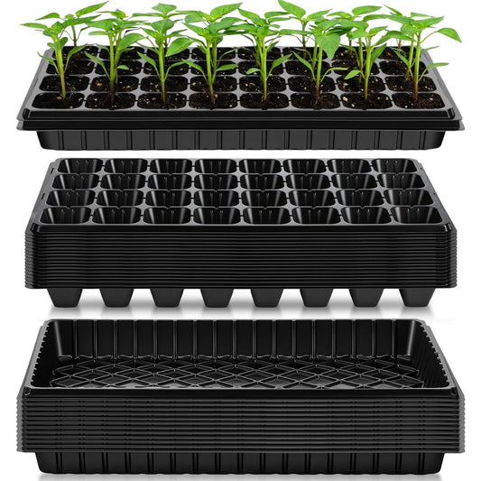 Vesici 32 Pack Seed Starter Trays, 32 Cell Seedling Trays with 1020 Flat Tray, Deep Plug Nursery Plant Pots for Germination, Water Collection, Indoor Outdoor Seed Starting & Transplanting