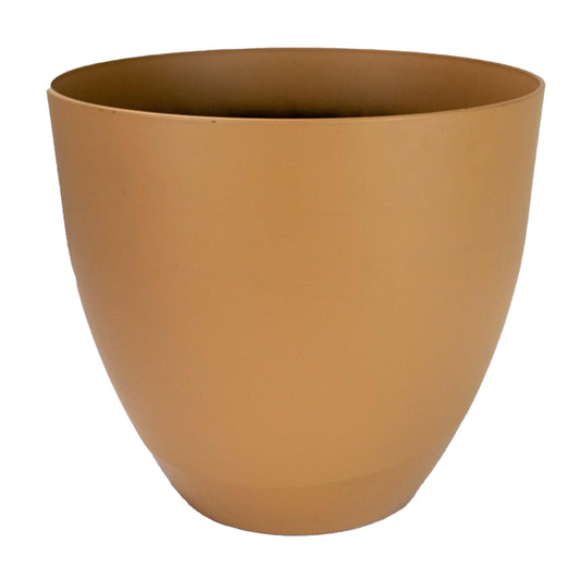 The HC Companies 13 Inch Topanga Decorative Round Planter - Lightweight Premium Resin Plant Pot with a Ceramic Look for Indoor Outdoor Use, Taupe Swoop