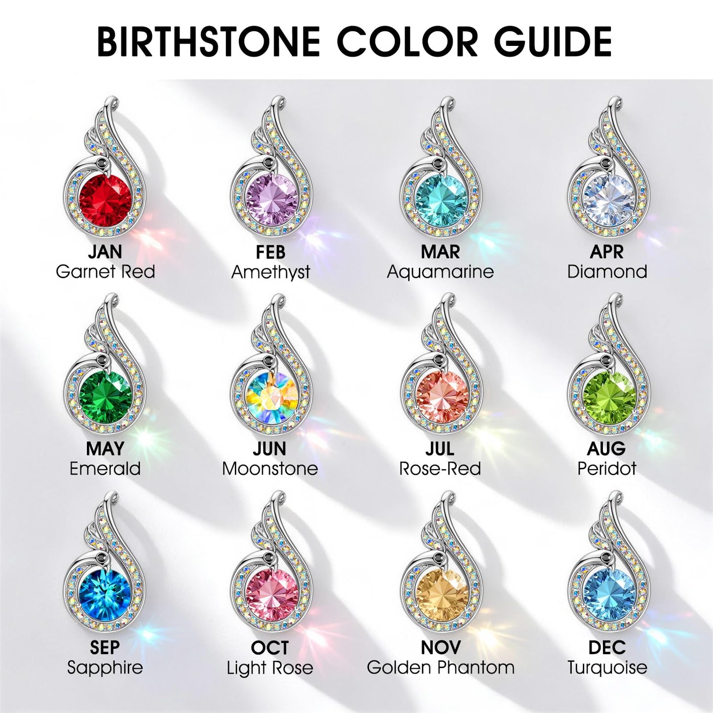 Kate Lynn Phoenix Birthstone Necklaces for Women Pendant Necklace Crystal Jewelry, Birthday Gifts for Women Wife Girlfriend Mothers Day Gift for Mom Daughter Unique Lady Christmas Jewelry Gift for Her, April Birthstone Necklace