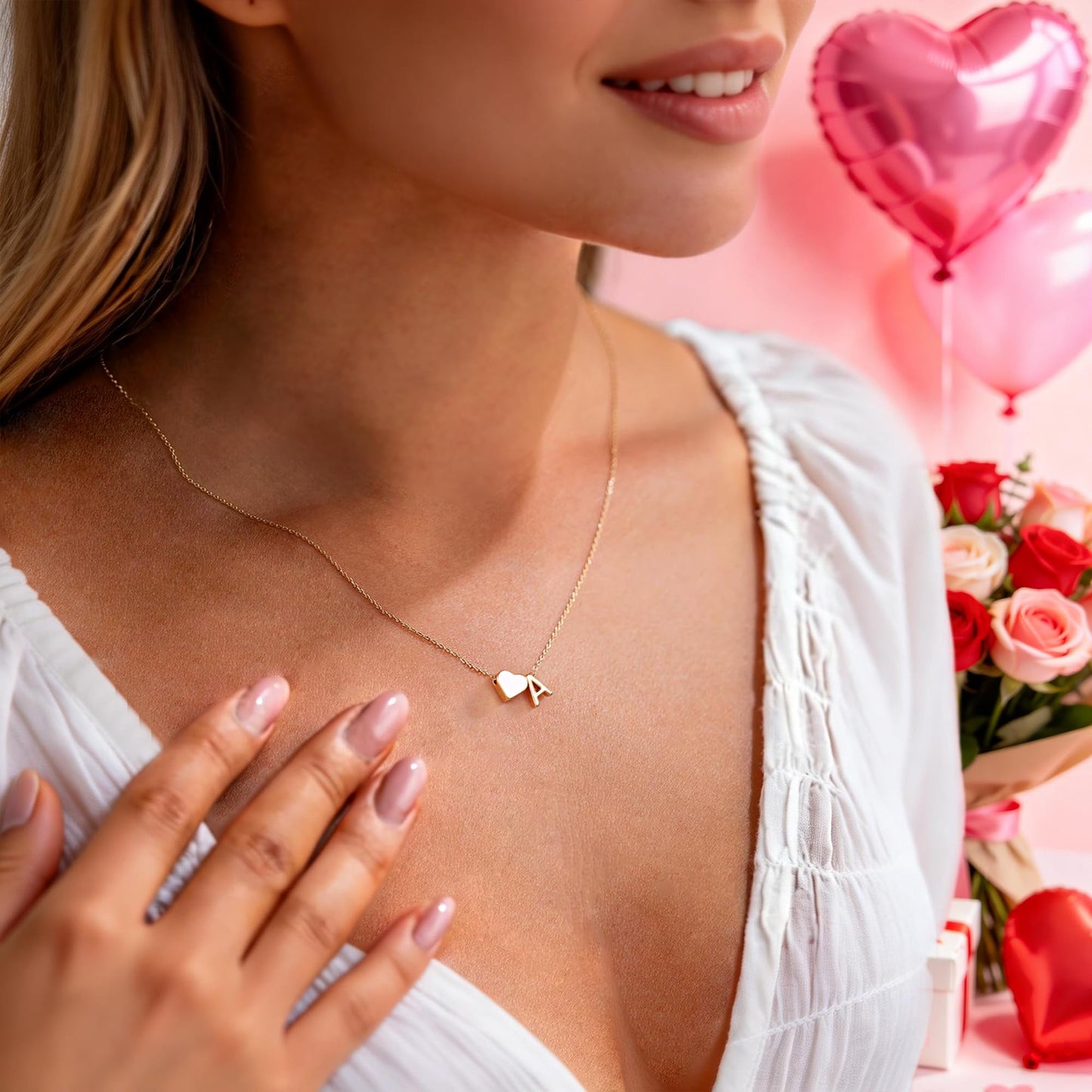 Turandoss Initial Necklaces for Women Trendy - 18K Gold Plated Heart Letter I Necklace Dainty Tiny Initial Necklaces Birthday Birthday Gifts for Women