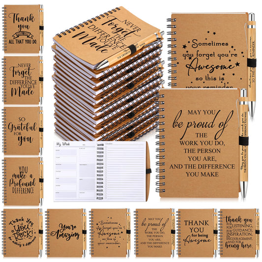 Tellingyou 20 Pcs Bulk Employee Appreciation Gifts Notebook with Pens Teacher Nurses Appreciation Week Gifts Thank You A6 to Do List Notebook for Team Office Coworker Staff Graduation