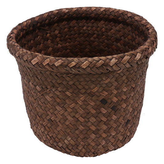 NUOBESTY Round Seagrass Planter Basket: 5.5x7.1" Woven Pots Cover Plant Pots Containers - Wicker Plant Basket Desktop Sundries Container - for
