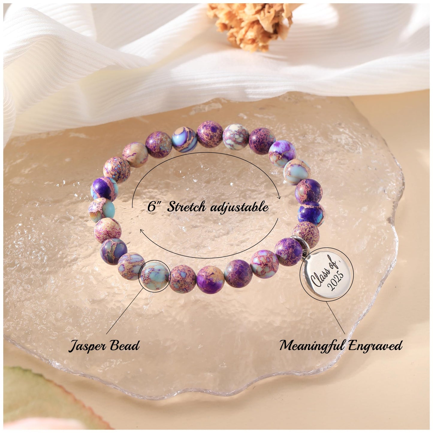 Sistble College Graduation Gifts, Graduation Bracelets 2026 Teen Girl Gifts High School Inspirational Gifts for Women The Adventure Begins Engraved Beaded Jewelry Gift for Teens