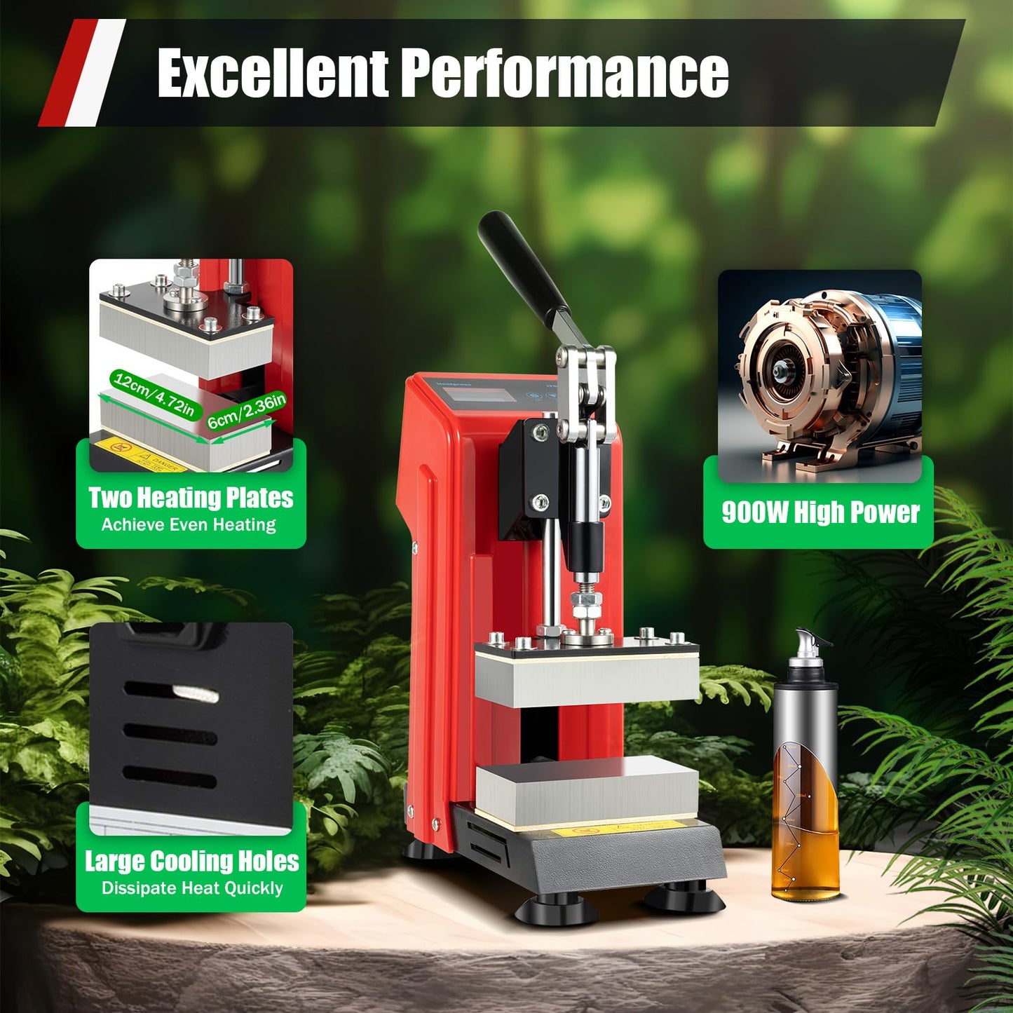 APOUDM Heat Press Machine, 900W Mini Manual Heat Presser, Heavy Duty Hot Press Stamping for Printing Heat Transfer Equipment