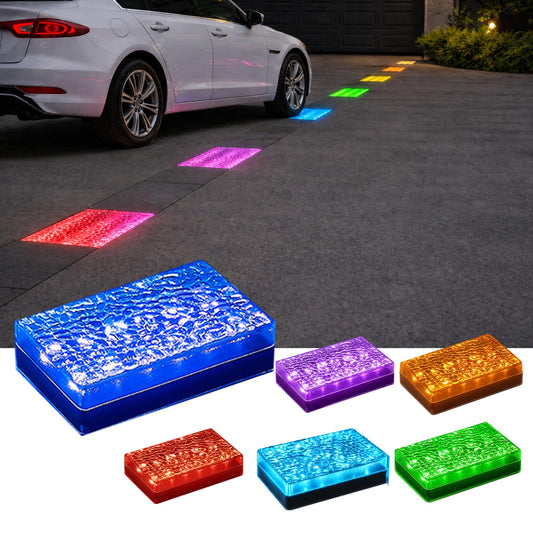 SHONELIGHTING Paver Lights, Solar 12-Color Outdoor Waterproof, In-Ground Brick LED for Driveway & Pathway, Hardscape Pavers, Heavy Duty, RGBW with Remote (6 Pack)