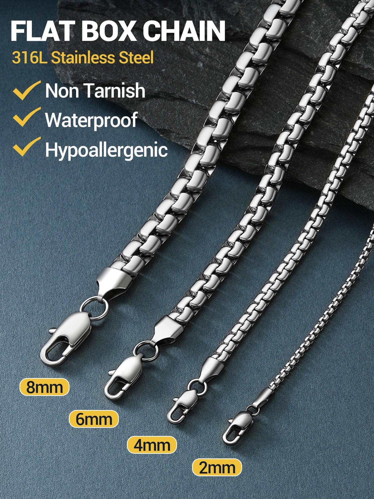 PROSTEEL 20 inch Mens Chain Necklace Necklaces Cool Men Jewelry 316L Stainless Steel Chains