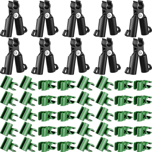 50 Pieces Adjustable Plant Trellis Connector Clip Plastic Connector Stakes Garden Plastic A-Type Connecting Joint Buckle Clip for Gardening Metal Steel Plant Supports (11 mm)