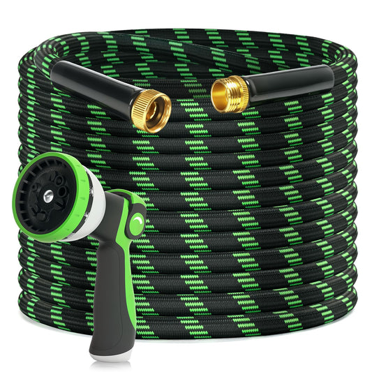 Garden Hose 50ft Flexible Non-Expandable Water Hose Ultra Lightweight Kink-Free Leak-Proof Durable & Abrasion-Resistant with 3/4" Brass Fittings for Patio Yard RV and Outdoor Use