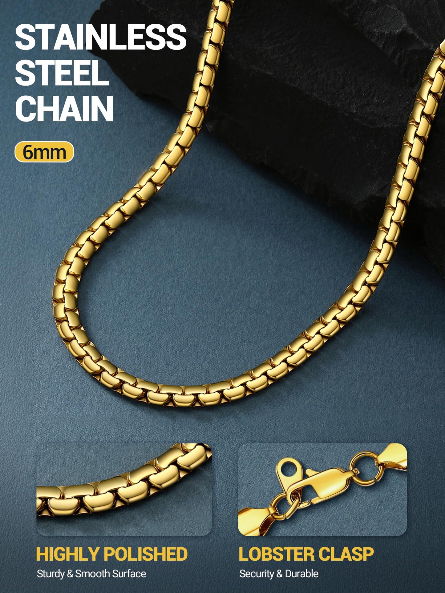 PROSTEEL Necklace Mens Chains 20inch Stainless Steel Chain For Men Chain Thick Chain Necklace