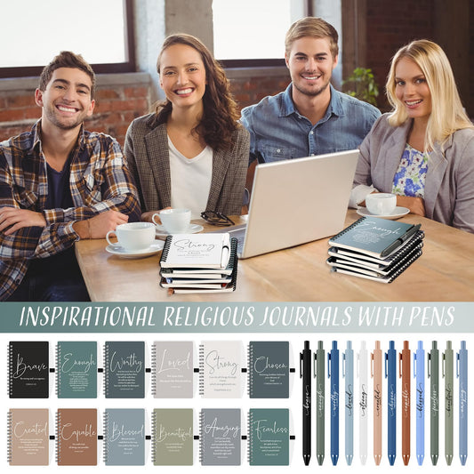 Kosiz 24 Sets Christian Gifts Bulk Inspirational Prayer Journals with Pens Gifts for Mother's Day A6 Spiral Bible Notebook Religious Gift for Women Men Church Members Bible Study Groups (Boho Color)