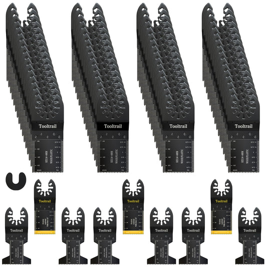 Tooltrail 89PCS Oscillating Tool Blades,Universal Titanium Oscillating Saw Blades for Wood,Plastic and Metal,Multi Tool Blades Kits Fit Dewalt Ryobi Milwaukee Rockwell Fein (89)