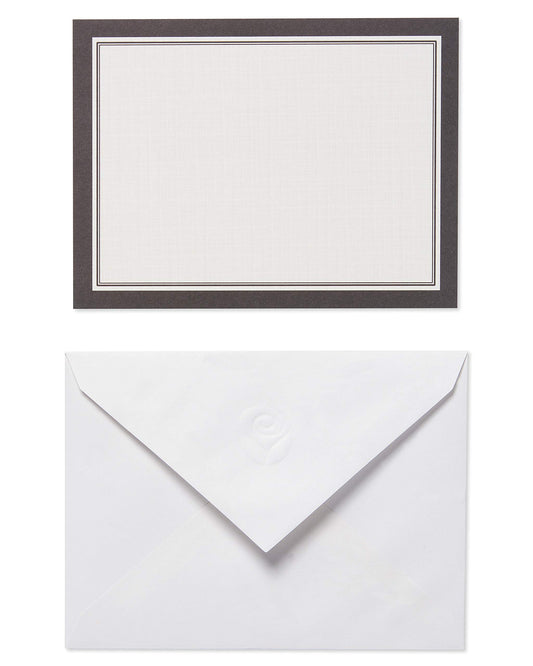 American Greetings Single Panel Blank Cards with Envelopes, Ivory with Black Border (40-Count)