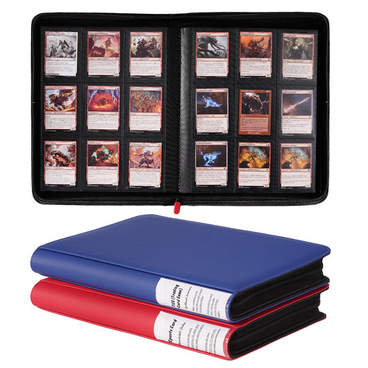 ProCase 2-Pack 9-Pocket Trading Card Binder with Side-Loading Slots, 720 Pockets PU Leather Zipper Album for Sports Cards/TCG/CCG/PKM/MTG/Gaming Cards -Red+Navy