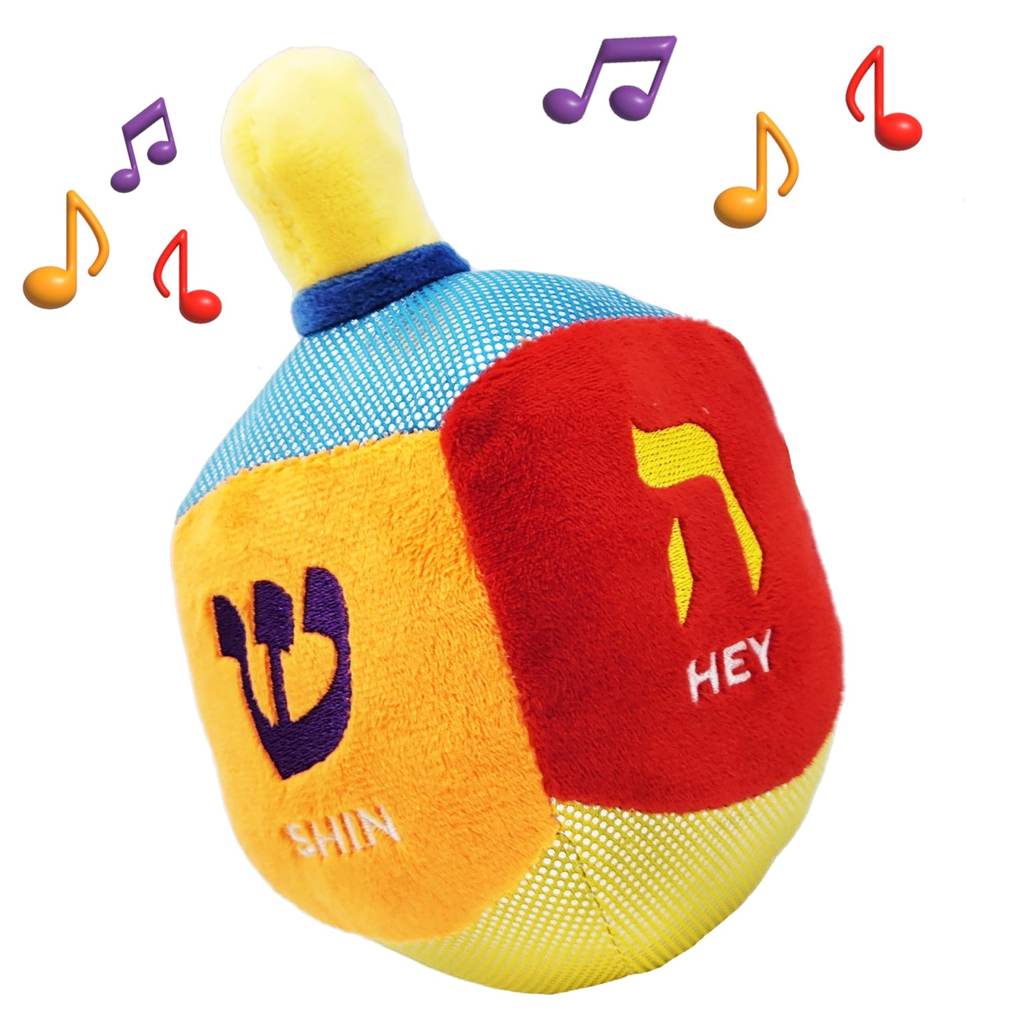 Plush Hanukkah Menorah & Plush Dreidel Toy Musical Menorah Plays 2 Classic Hanukkah Melodies Includes Removable Chanukah Candles & Candle Bag with Rattle Dreidel