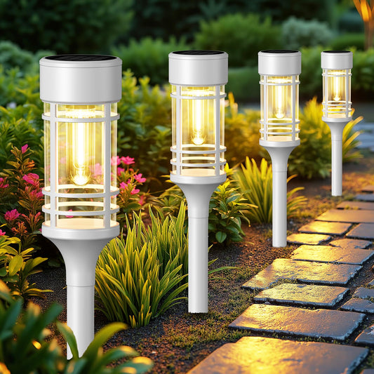LETMY 12 Pack Solar Pathway Lights Outdoor, Bright Solar Lights Outdoor Waterproof IP65, Solar Garden Lights Outdoor for Yard Walkway Driveway Landscape Garden Decor （White）