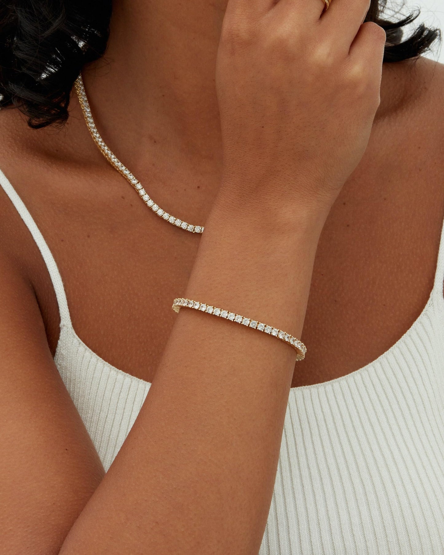 PAVOI Rhodium Plated Tennis Bracelets for Women - 3mm Cubic Zirconia Classic Gold Tennis Bracelets for Women and Men - Trendy CZ Jewelry Gifts - Size 7.5 Inches