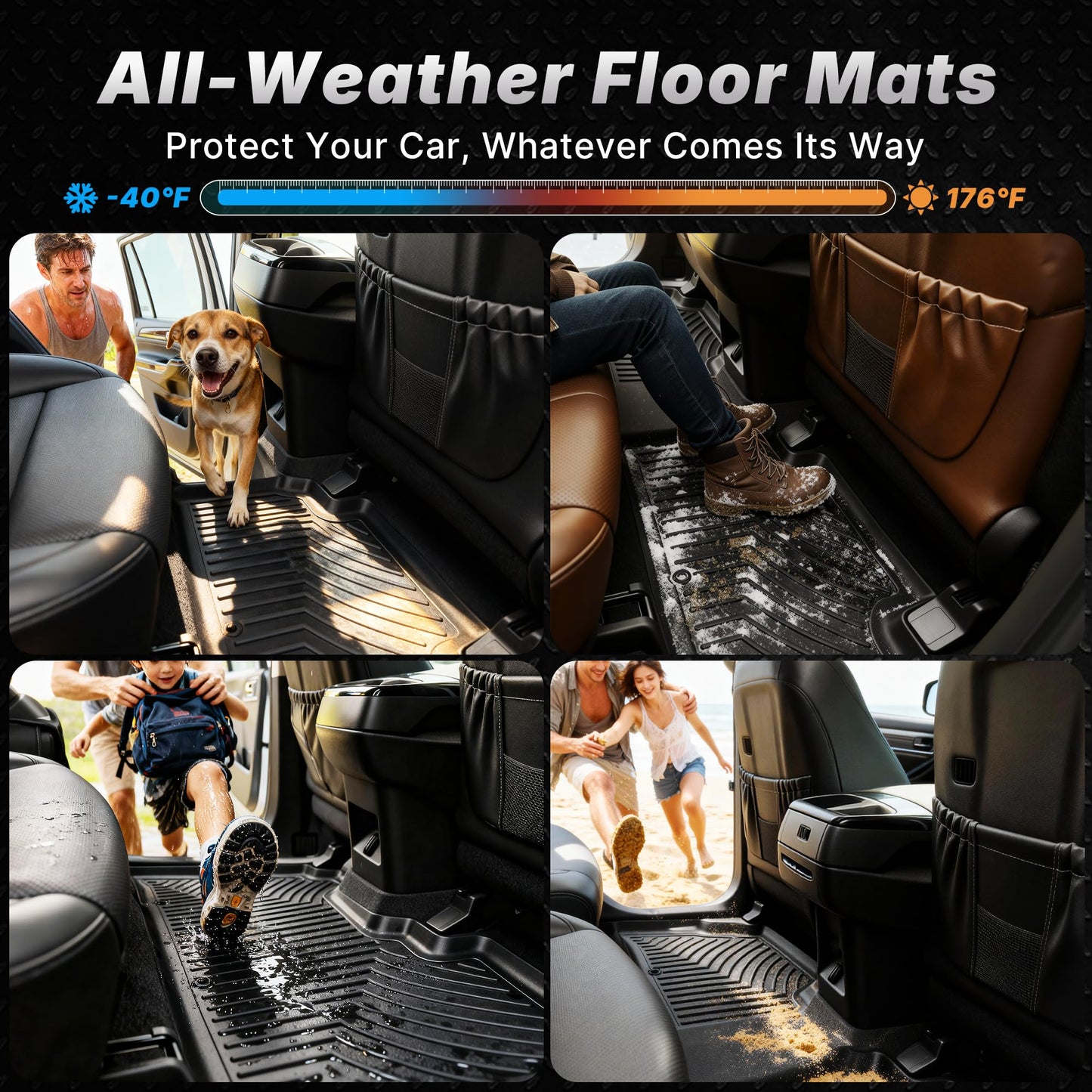 OEDRO Floor Mats & Cargo Mat Fit for Chrysler Pacifica 2017-2025 2026(No Hybrid Models), 7 and 8 Passenger Model, 2020-2025 Voyager Custom All-Weather Protection Full Set TPE Floor Liners