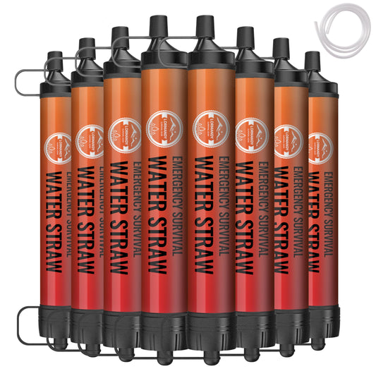 Lormandy Straw Water Filter 8 Pack – Outdoor Camping & Hiking Survival Gear Kit for Family Use, Ultra-Light Personal Filter Straws for Backpacking, Travel, Bug-Out Bags and Emergency Preparedness