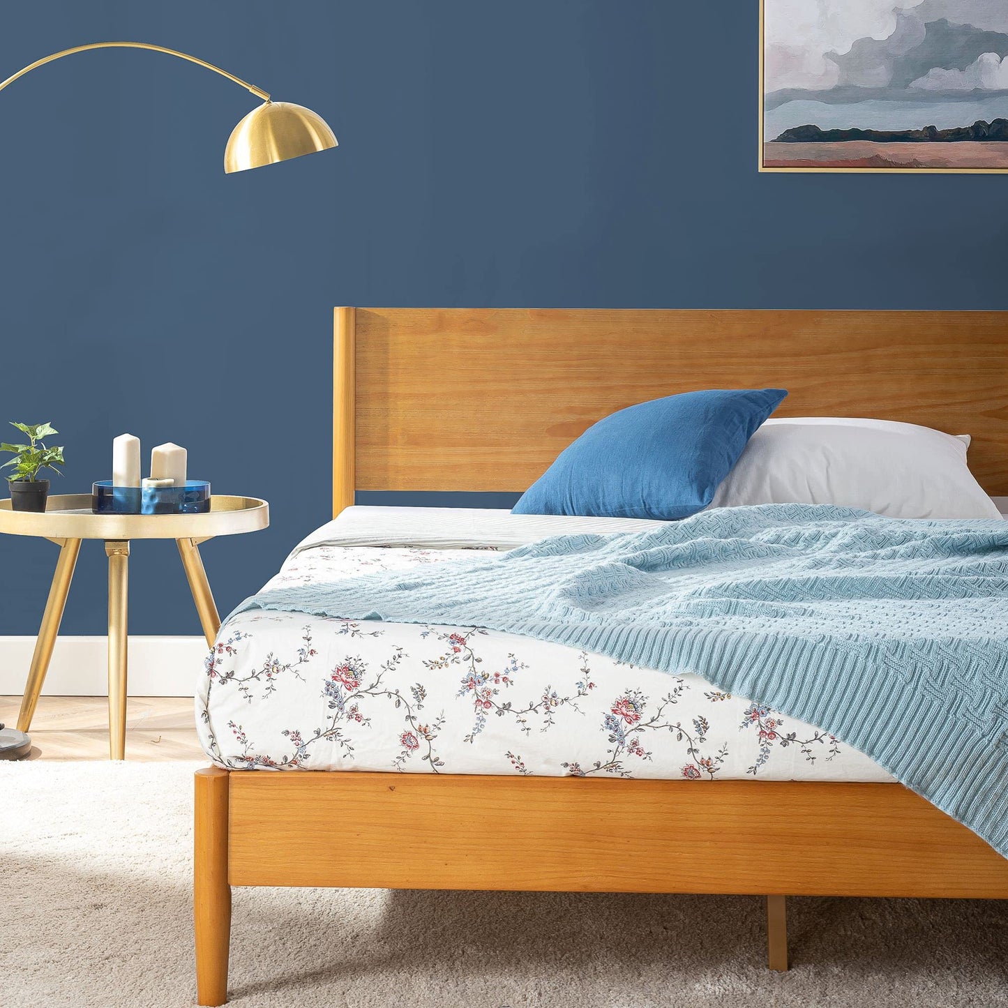 ZINUS Allen Mid Century Wood Platform Bed Frame/Solid Wood Foundation/Wood Slat Support/No Box Spring Needed/Easy Assembly, King