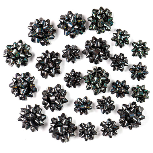 WRAPAHOLIC Black Gift Bow Assortment (24 Bows) for Birthday, Wedding, Christmas, Baby Shower, Bridal Showers