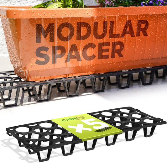 Plant Stand Outdoor – Modular Plant Riser 5 Pack for Pots, Planters & Grow Bags | Heavy-Duty UV-Resistant Elevated Pot Stand for Drainage, Airflow, Root Health & Cleaner Patios – 19.7x7.5x2.4 in (Black)
