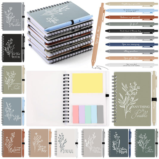 Tenceur 20 Set Teacher Appreciation Gifts Bulk Nurse Appreciation Gifts Inspirational Notebook Pen for Office Staff Teacher Volunteer Team Receptionist Day Graduation (Classic Color)