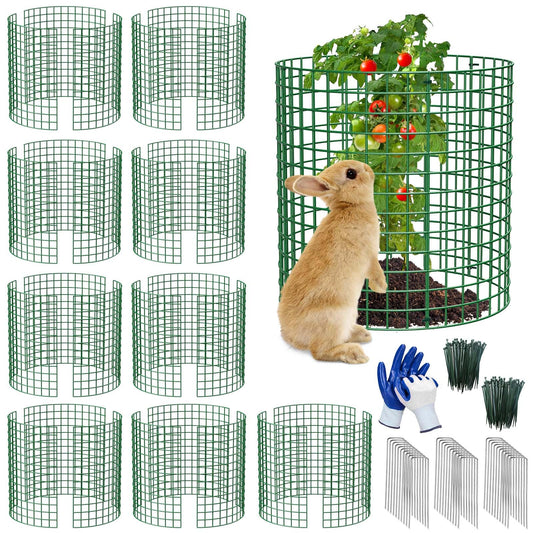 10 Pack Plant Protectors from Animals | 30PCS 13"x13" Metal Wire Mesh Garden Plant Cages for Gardening Supplies | Chicken Wire Cloche Plant Protectors for Rabbits Chickens Ducks