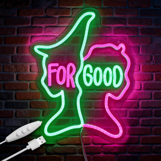 Huntrix saja Demon LED For Good Neon Sign, Musical Theater Wall Decor, Broadway Inspired Gift, Blue and Pink LED Art for Room (14.6"x11.4")