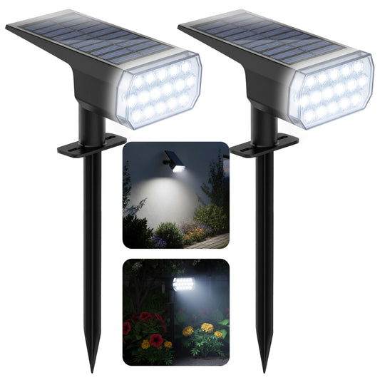 Chasikeo Solar Lights Outdoor Waterproof, 3 Lighting Modes Solar Spot Lights Outdoor, LED Solar Spotlights, Ultra Bright Dusk-to-Dawn Uplights for Garden, Landscape, Yard, Pathway, IP65, Auto On/Off