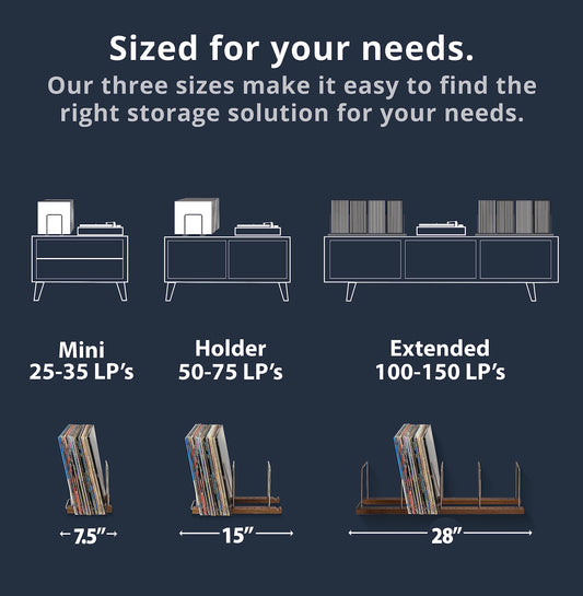Optage Audio Durable Vinyl Record Storage Holder for 75 LPs, Solid Walnut Record Stand with Built-in Now Playing Display, Sleek Vinyl Record Holder Stand & Display for Album