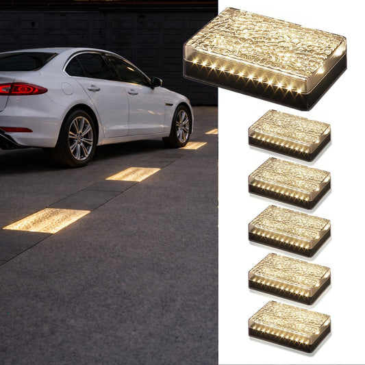 SHONELIGHTING Paver Lights, Solar Light Outdoor Waterproof, In-Ground Brick LED for Driveway & Pathway, Hardscape Pavers, Auto On/Off, Heavy Duty Warm White 3500K (6 Pack)