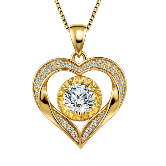 Moissanite Necklace for Women 14kt Gold Heart Necklaces Moissanite Pendant for Woman 1 Carat - Luxury Love Jewelry Gift for Anniversary, Birthday and Christmas - Jewelry for Wife from Husband