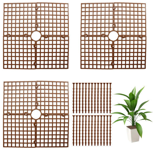 CADUFUELLY 3 Pcs Plant Pot Cover Plant Protector from Animal 11.8" Plant Pot Grid with Center Cutout Cuttable Flower Cover Soil Protectors
