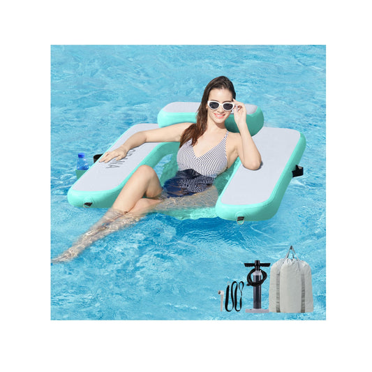 CALOBANA Inflatable Pool Floats, Floating Chair Pool Lounger Float for Adult Floaties Rafts Chair for Pool Lake River Beach Party, Grey & Mint Green