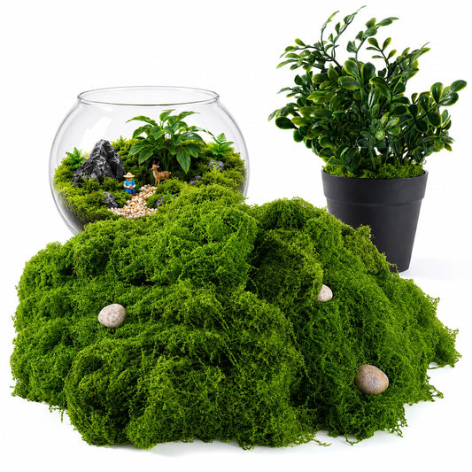 Sileasncei Faux Green Moss 10.6oz for Terrarium, Potted Plant Soil Cover & Wedding Table Centerpieces, Realistic Forest Style Moss for DIY Botanical Decor, Vase Fillers & Maintenance Free Greenery