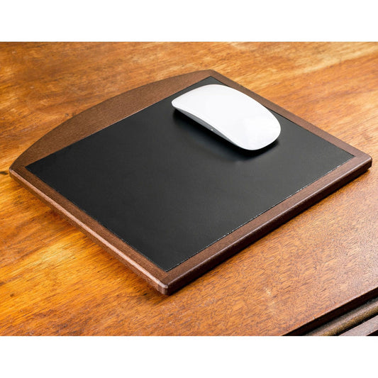 Dacasso Luxury Walnut & Black Leather Mouse Pad - Wood & Leather for Optical/Analog Mouse - Executive Desk Decor & Essential Office Accessories