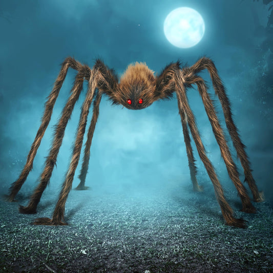 JOYIN 5ft Halloween Spider Outdoor Decorations, Scary Giant Large Spider Props for Halloween Outside Decor, Indoor Party Supplies and Yard Lawn Decoration, Brown