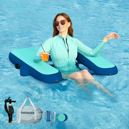 AWEMUFA 3.3x4ft Inflatable Chair for Adults, Inflatable Floating Chair Pool Floats Pool Lounger Chairs Water Floats Pool Chair Floats River Lake Floats Outside Tanning Arm Floaties