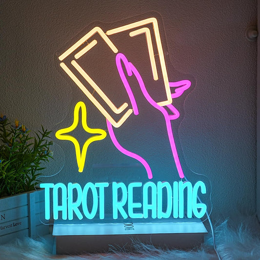 Xixkilly Tarot Reading Neon Sign for Wall Decor Tarot Neon Light Divination LED Neon Sign Colorful Led Neon Light for Tarot Hall Card Studio Bedroom Shop Decoration